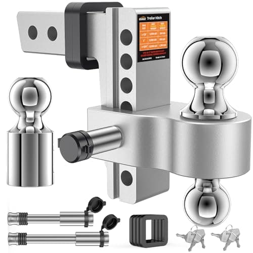 GEARGO Trailer Hitches Tow,Heavy Duty Adjustable 8.3“Inch Drop Trailer Hitch Ball Mount- Fits 2" Receiver,12,500 LBS GTW, Triple Hitch Balls (2", 2-5/16", 1-7/8") - Tow Hitch Ball Mount — image 1