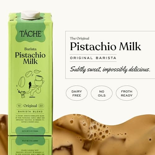 Táche Pistachio Milk, Original Vegan Barista Pistachio Creamer with No Added Oil, Frothy, Perfect Pistachio Cream for Coffee and Lattes, Plant-Based Dairy Alternative, (32oz, 6-Pack) view 3
