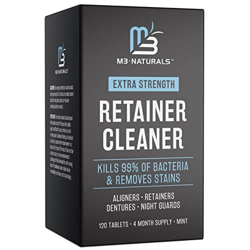 Retainer Cleanser Tablets Invisalign Cleaner, Removes Odors Discoloration Stains and Plaque 4 Month Supply Denture Cleansers Retainers Mouth Guards Denture Bath Mint by M3 — image 1