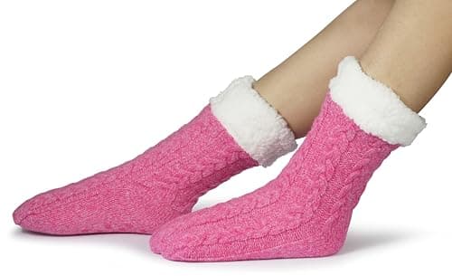 BenSorts Women Winter Thick Slipper Socks with Grippers Non Slip Warm Fuzzy Socks Christmas Gifts view 2