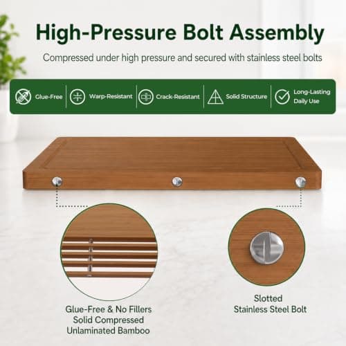 3Pcs Formaldehyde Free, Glue Free, Bamboo Cutting Board Set for Kitchen view 4