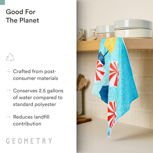 GEOMETRY Spring Kitchen Towels - Quick Dry Microfiber Cloth Spring & Summer Dish Towels for Kitchen Drying - Premium Quick Dry Towel - Daisy Delight, 18" x 30" - 1-Pack view 4