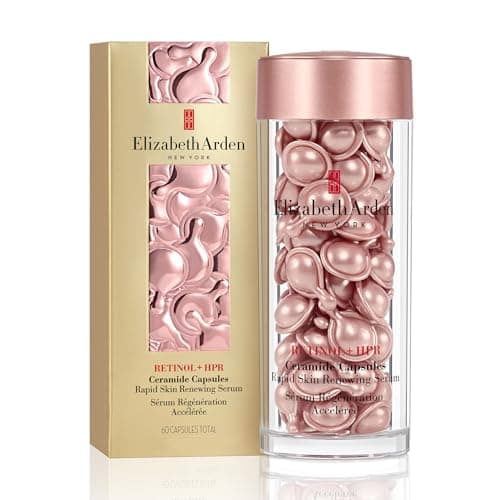 Elizabeth Arden Retinol + HPR Ceramide Rapid Skin Renewing Anti-Aging Face Serum Capsules, Fine Lines & Wrinkles Treatment with Peptides, Vitamin E, & Niacinamide, 60 Count