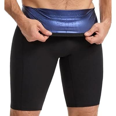 SEXYWG Men's Sauna Shorts Sweat Sauna Short Pats Slimming Sweat Pants Waist Trainer Shorts Heat Trapping for Gym Exercises