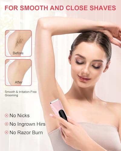 Bikini Trimmer for Women Pubic Hair,Electric Razors with Dual Heads for Body, Rechargeable IPX7 Waterproof Bikini Shaver for Travel,Facial Hair Remover for Leg Arm Face view 4