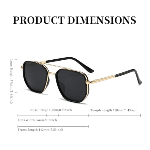 BOBUXLIIN Square Tangle Free Retro Aviator Sunglasses for Women Trendy Womens Sunglasses Polarized UV Protection Metal Frame view 6