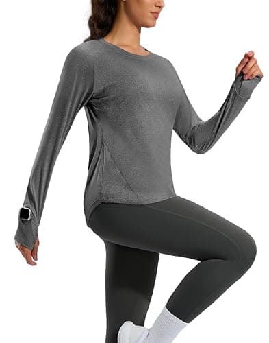 G Gradual Long Sleeve Workout Tops for Women Quick Dry Lightweight Running Athletic Shirts with Zip Pocket Moisture Wicking view 2