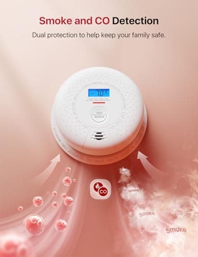 X-Sense Smoke Detector and Carbon Monoxide Detector, SC01, 1-Pack | 10-Year Sealed Battery (Not Hardwired), Real-Time CO and Battery LCD Display, UL 217 & UL 2034 Certified view 6