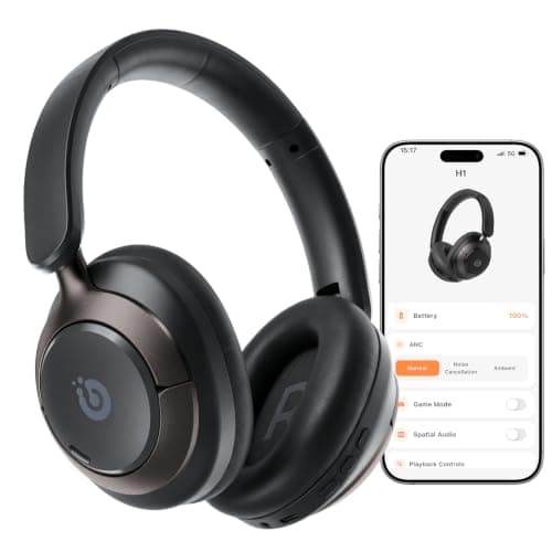 Boean Active Noise Cancelling Headphones, Bluetooth 6.0 Wireless Over Ear Headphones with 360° Spatial Audio, 120H Playtime & 5 ENC Mics, Soft Memory Foam, Transparency Mode for Office Travel — image 1