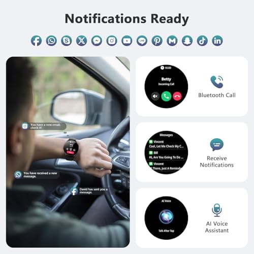 Blackview Smart Watch for Women Men (Make/Answer Calls),1.43''AMOLED Touchscreen Fitness Tracker with 100+ Sports Modes, Heart Rate/SpO2/Sleep Monitor/2 Straps, Smartwatch for iPhone & Android view 3