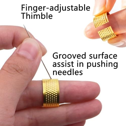 48Pcs Sewing Tool Set with 2 Edge Stitch Lock & Sewing Gauge, Big Eye Steel Sewing Needle Kit with Portable Zipper Case, Threader and Needle Repair Kit Stainless Steel Needles for Hand Sewing view 4