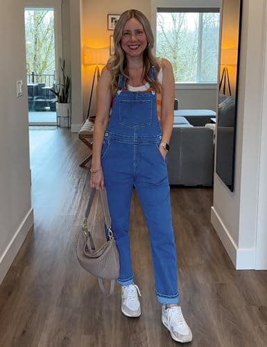 luvamia Women's Casual Stretch Adjustable Denim Bib Overalls Jeans Pants Jumpsuits view 5