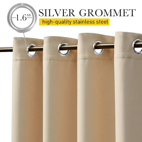 NICETOWN 2 Panels Weighted Blackout Cabana Curtains Outdoor Patio, W52 x L84 Windproof Top & Bottom Grommet & Back Tab, Thermal Heavyweight Drapes Keep Privacy for Yard/Porch, Biscotti Beige view 3