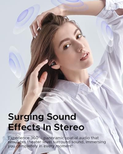 truefree B1 Open-Ear Wireless Earbuds, Bluetooth 5.4 Headphones with Spatial Audio, Ultra-Light Clip-On Fit, 25H Battery, Fast Charging, Multipoint Connection, App Customization, Workouts, Commute view 4