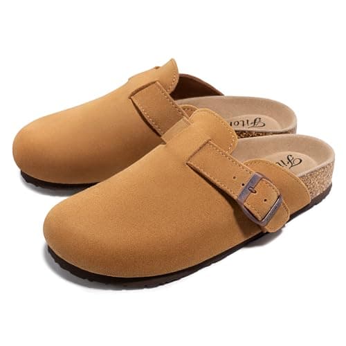 FITORY Women's Genuine Suede Clogs with Arch Support & Adjustable Buckle – Comfort Cork Footbed for Indoor and Outdoor Size 5-11 view 6