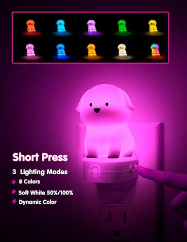 L LOHAS LED Plug in Night Light for Kids, 3D Cute Puppy Night Light view 4