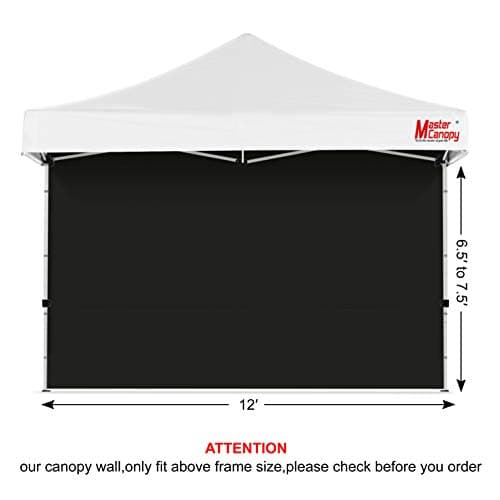 MASTERCANOPY 12x12ft Canopy SunWall Instant Canopy SideWall for Pop Up Canopy Tent Gazebos, UV Protection Sidewall Only, Spliceable (1 Pack, Black) view 3