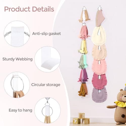 POVETIRE 3PCS Baby Headband Holder Hairbands Organizer, Hanging Bow Organizer for Girls, Hair Accessories Organizer Display Wall for Newborn Infant Toddler Kids Nursery Room Decor view 6