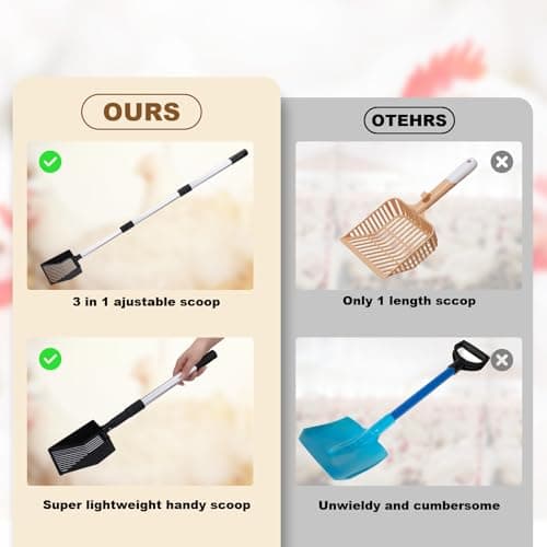 Mity rain Chicken Coop Accessories, 3 IN 1 Adjustable Chicken Scooper for Cleaning, Sifting Shovel for Chicken Coop Separating Poo and Debris from Sand, Chicken Litter Scoop Supplies view 7
