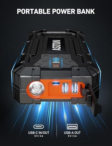 AstroAI S8 Ultra 4000A Car Jump Starter, Jump Box up to All Gas Engines & 12L Diesel, 12V Portable Power Bank with USB/Type-C Ports, 3 Modes LED Flashlight, Auto Battery Booster with Jumper Cable view 3