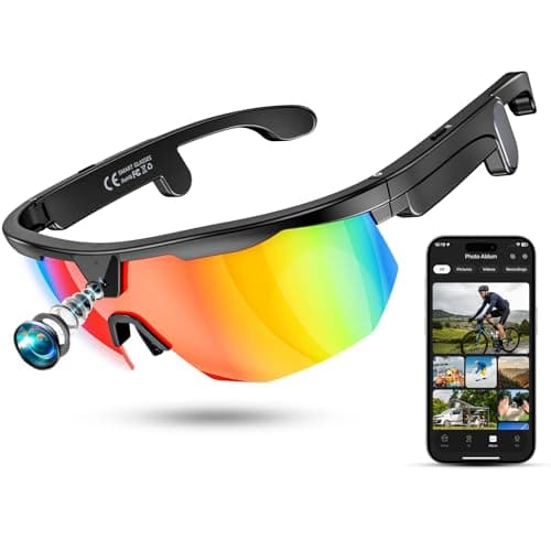 Mingtawn Smart Glasses with 4K HD Anti-Shake Camera & 3D Stereo Speakers | Polarized UV400 Sports Sunglasses | Bluetooth AI Glasses for Outdoor Video, Photos & Music | HiFi Audio Action Camera (Black)