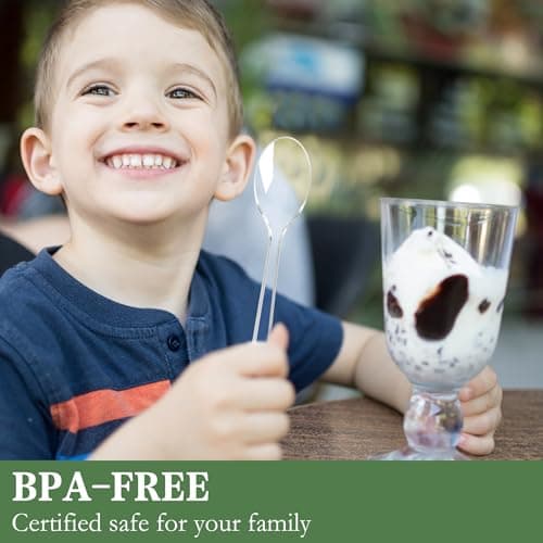 Funnydin 360 Count Plastic Spoons - 6.96 Inch Disposable Spoons, Heavy Duty Plastic Spoons, BPA-Free, Heat Resistant Disposable Silverware, Suitable for Party, Picnic, Events and Everyday Use view 2