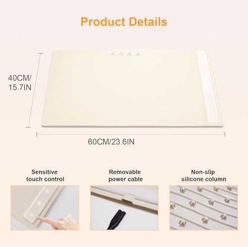 Electric Warming Tray with Adjustable Temperature, Upgraded Silicone Food Warmer Fast Heating, Foldable Food Warmer Hot Plate Placemat for Buffets, Restaurants, House Parties (Beige) view 2