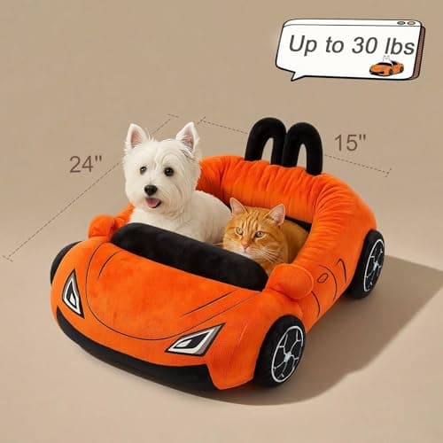 VIEFIN Cute Cat Beds Kitten Beds, Soft Small Dog Beds, Washable Pet Beds for Puppy and Kitty, Funny Supercar Cat Toys, 24 Inch view 6