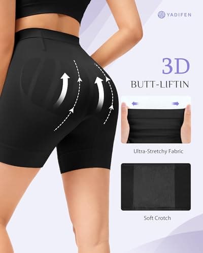 YADIFEN Shapewear for Women Tummy Control, Mid Waist Body Shaper Shorts Butt Lifting Seamless Shapewear Under Dresses view 2