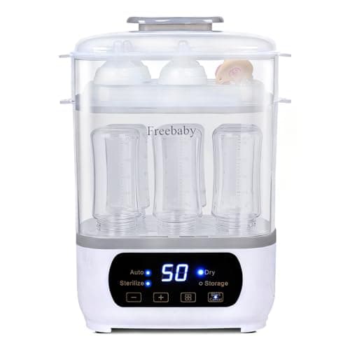 Freebaby Baby Bottle Steamer and Dryer, All-in-One Sterilizer and Dryer for All Baby Bottle, Bottle Sanitizer for Pacifiers&Breast Pump Parts, 8 Bottles Capacity and Auto-Off