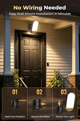Rechargeable Motion Sensor Outdoor Light, 10000mAh Battery Security Light with Remote, 3 Modes, Red Alert, Dimmable 3CCT IP65 Waterproof Lamp for Porch Garage Backyard view 4