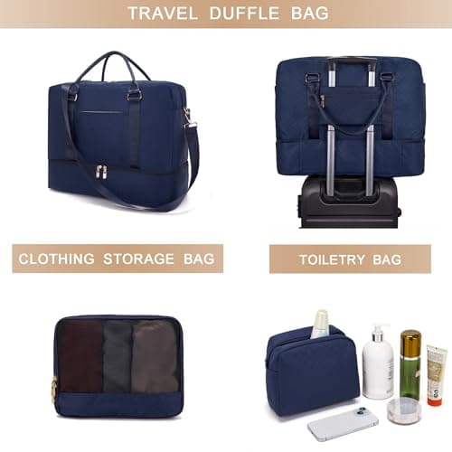 Travel Duffle Bag for Women Carry on Bags Overnight Weekender Bags Toiletry Hospital Gym Bag with Shoe Compartment 3pcs Set view 6