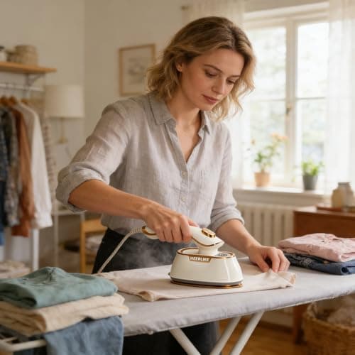 Electric Steamer Iron for Clothes Foldable Travel Iron with Steam 1000W Handheld Rotary Garment Iron Wrinkle Remover for T-shirt Pants Dress(White) view 2