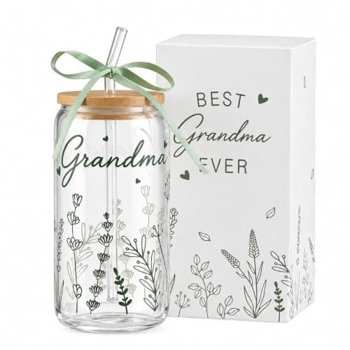 Grandma Birthday Gifts for Grandmother Coffee Glass Cup Tumbler — image 1