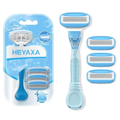 HEYAXA Razors for Women with 4 Razor Refills and 1 Non-Slip Handle, Womens Razors for Shaving with Organic Lubricating Strip, Disposable Razor with 5 Blades — image 1