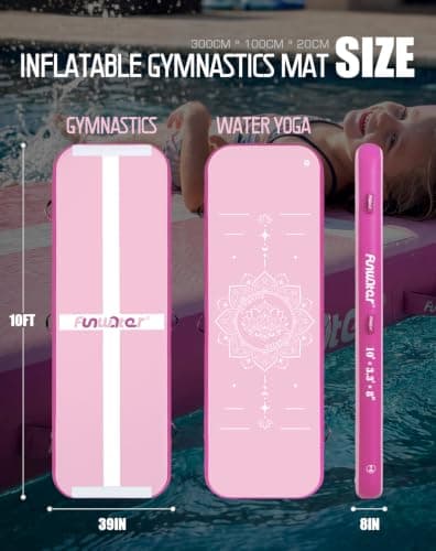 FunWater 10ft Dual-Sided Inflatable Gymnastics Mat Tumble Track 8in Thick view 3