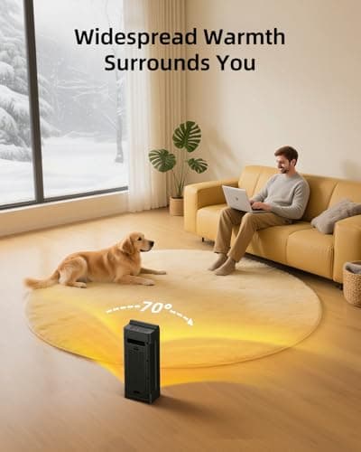 Space Heater, Electric Heaters for Indoor Use with Thermostat, Remote, 1-12H Timer, 70°Oscillation and Overheat Protection, 1500W PTC Ceramic Fast Safety Heat, Portable Heater for Office (Black) view 6