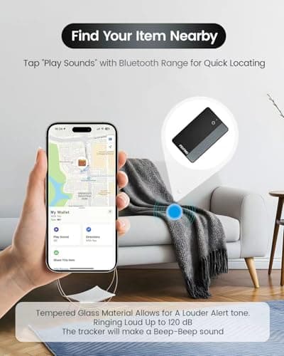 2026 MFi Certified Wallet Tracker Card (iOS Only), Work with Apple Find My view 6