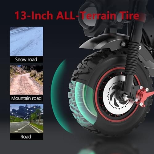 JL86 Off-Road Electric Scooter for Adults, 10000W Dual Motor, 60V 40Ah, Up to 55 MPH, 75 Miles Long Range, 13" Pneumatic Tires, Foldable Commuter E-Scooter view 5