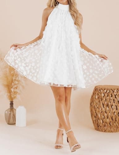 VIMPUNEC Womens Summer Halter Mini A Line Swing Dresses Wedding Guest Formal Cocktail Homecoming Dress view 4