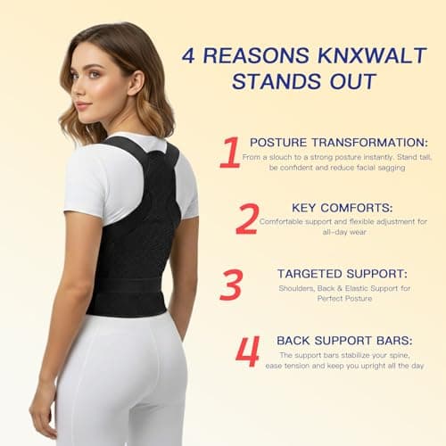 Winvote Posture Corrector Back Brace for Women and Men with Lumbar Support Adjustable Y-Shaped Shoulder Brace Breathable Mesh Black Size L view 4