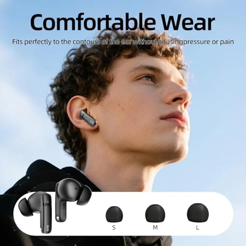 ATHONGL Wireless Earbuds, 100H Bluetooth 5.4 Headphones, ENC+ ANC Noise Cancelling Touch Control True Wireless Bluetooth Ear Buds,Stereo Deep Bass Bluetooth Headset for Sports/Workout/Gym (Black) view 6