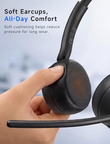 AOC Wireless Headset with Mic for Work, Bluetooth 5.4 Headphones-Dark Black | AI Noise-Canceling Mic for Clear Calls, Computer Headset with Mic Mute & USB A/C Dongle for PC, Computer, Laptop view 5