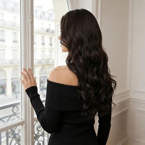 5 Clip in Hair Extensions Synthetic Thick Curly Wavy Hairpieces for Women 18 Inch Natural Looking 3/4 Full Head Clip on Hair Extensions Dark Brown view 7