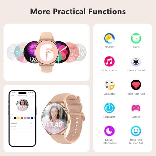 Blackview Smart Watch for Women(Make/Answer Calls), 1.43''AMOLED Touchscreen Fitness Tracker with 100+ Sports Modes, Heart Rate/SpO2/Sleep Monitor/2 Straps, Smartwatch for iPhone & Android view 6