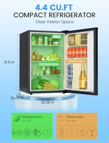 COWSAR Dorm Fridge without Freezer, 4.4 Cu.Ft Single Reversible Door Office Refrigerator with Adjustable Thermostat, Removable Glass Shelves, Commercial Compact Fridge for Bedroom Dorm Office view 3