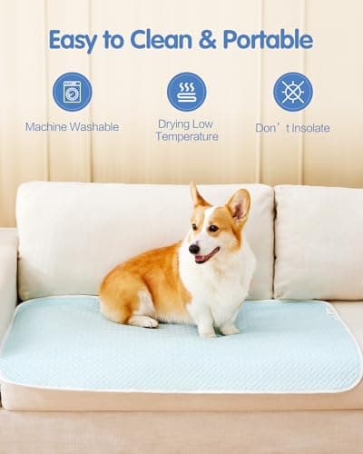 TIMSUNBER Dog Cooling Mat - Instant Cooling Pet Bed for Dogs & Cats, 6-12°F Drop, Non-Toxic & Machine Washable, Anti-Slip Bottom, Cool Mat for Indoor & Travel Use Light Blue 24" x 18" view 4