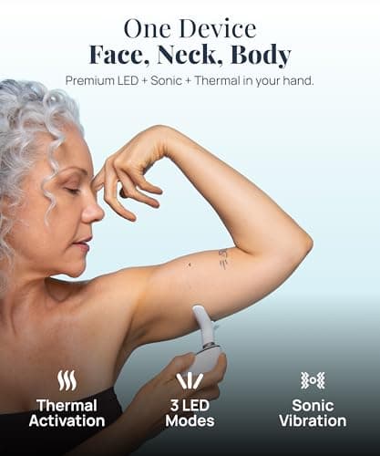 MyoGlow Arm Lifting Device with 5% Niacinamide Serum, 90 Day Supply Set | My Derma Dream, Red Blue Amber Light, Sonic Vibration, 3 Bottles, Rechargeable, Face, Neck, Arms view 2