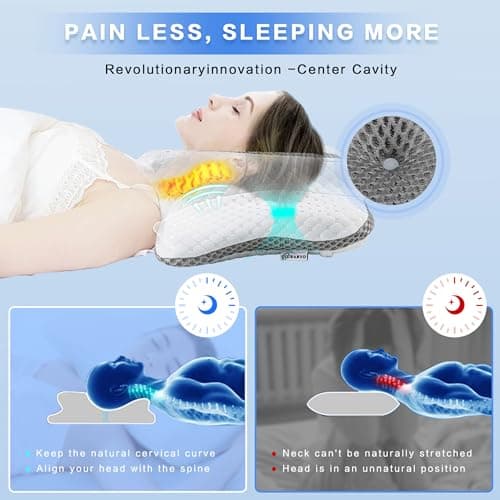 Pain Relief Cervical Pillow for Neck Support,Adjustable Ergonomic Pillow Cozy Sleeping,Odorless Orthopedic Memory Foam Pillows,Contour Bed Pillow for Side Back Stomach Sleeper view 3