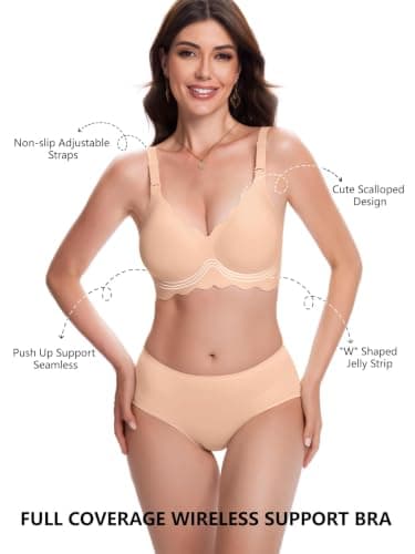 COCOMARTS Jelly Bras for Women No Underwire Scalloped Wireless Push Up Bra view 2